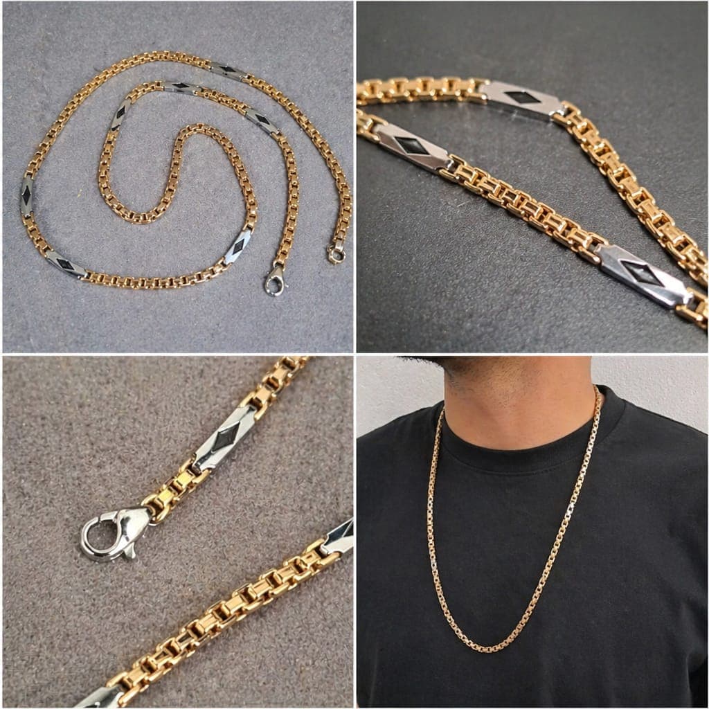 Bicolor Ruit Ketting Heren