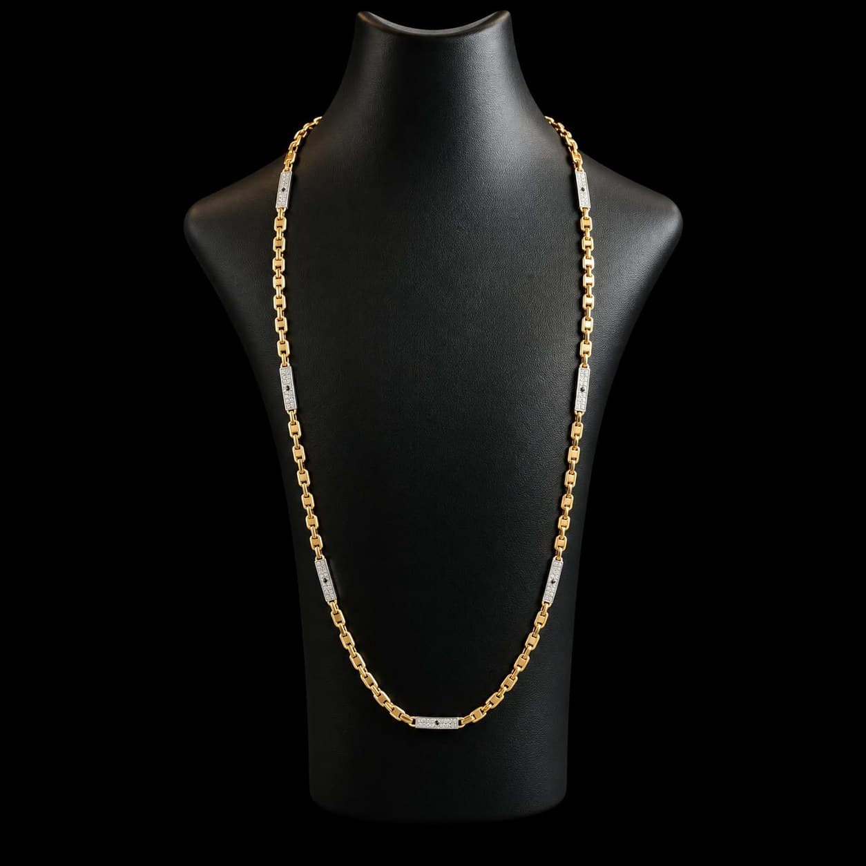 Gouden en Witgouden Ketting met Zirkonia 70 cm